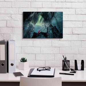 'Northern Lights Aurora Borealis Over Glacier Ice 2' by Epic Portfolio, Giclee Canvas Wall Art,18x12