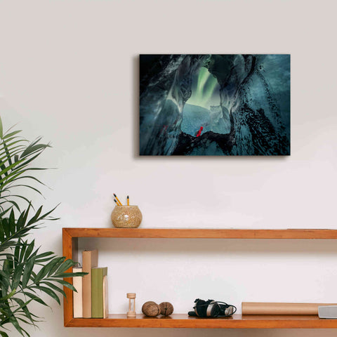 Image of 'Northern Lights Aurora Borealis Over Glacier Ice 2' by Epic Portfolio, Giclee Canvas Wall Art,18x12