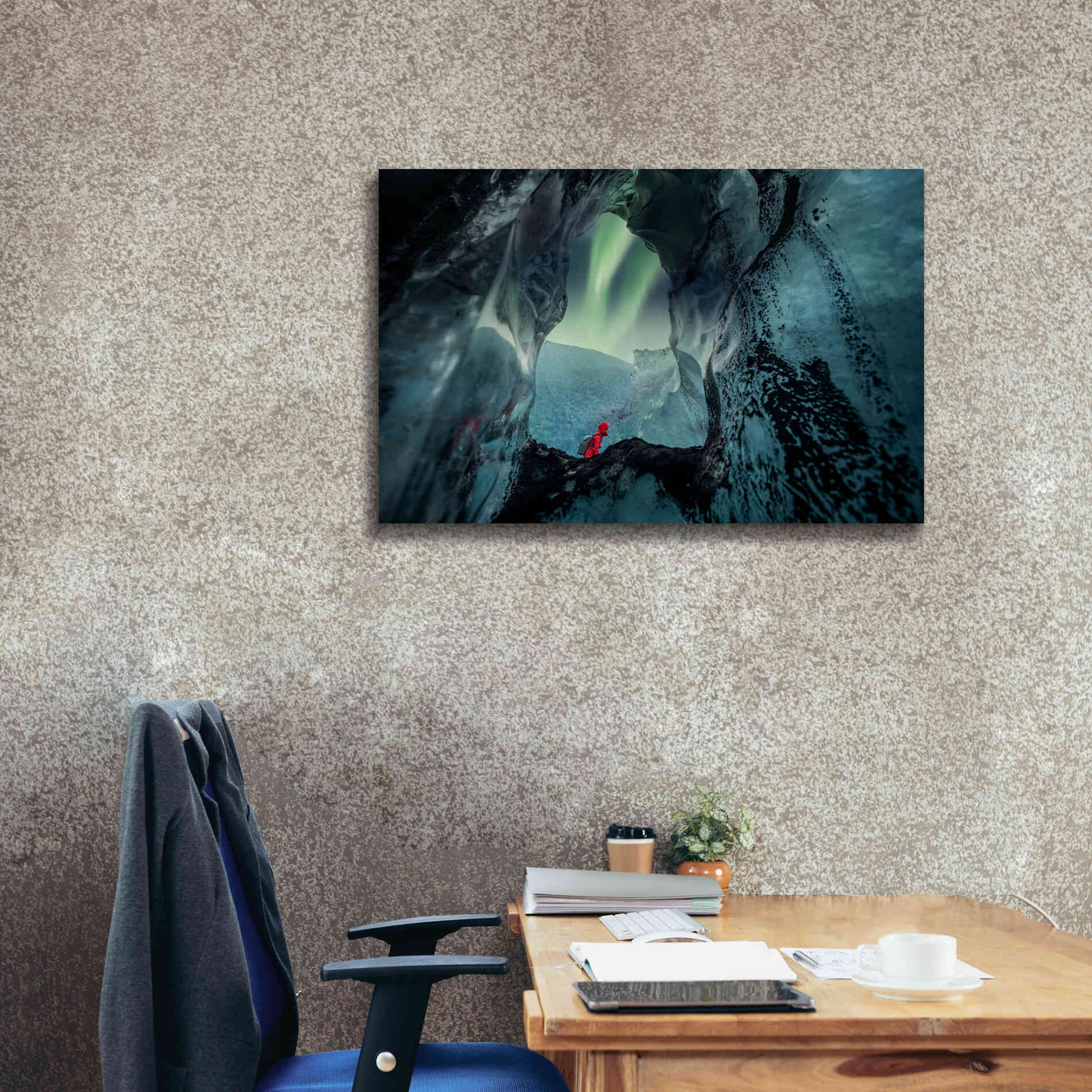 'Northern Lights Aurora Borealis Over Glacier Ice 2' by Epic Portfolio, Giclee Canvas Wall Art,40x26