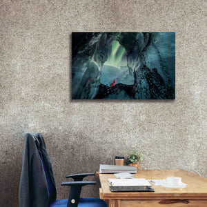 'Northern Lights Aurora Borealis Over Glacier Ice 2' by Epic Portfolio, Giclee Canvas Wall Art,40x26