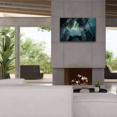 Image of 'Northern Lights Aurora Borealis Over Glacier Ice 2' by Epic Portfolio, Giclee Canvas Wall Art,40x26