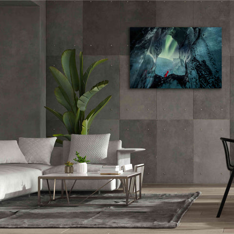 Image of 'Northern Lights Aurora Borealis Over Glacier Ice 2' by Epic Portfolio, Giclee Canvas Wall Art,60x40