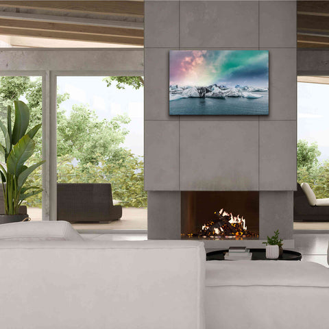 Image of 'Northern Lights Aurora Borealis Over Jokulsarlon' by Epic Portfolio, Giclee Canvas Wall Art,40x26