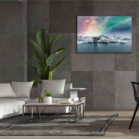 Image of 'Northern Lights Aurora Borealis Over Jokulsarlon' by Epic Portfolio, Giclee Canvas Wall Art,60x40