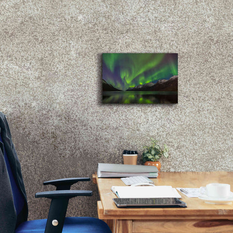 Image of 'Northern Lights In Ersfjorden' by Epic Portfolio, Giclee Canvas Wall Art,18x12
