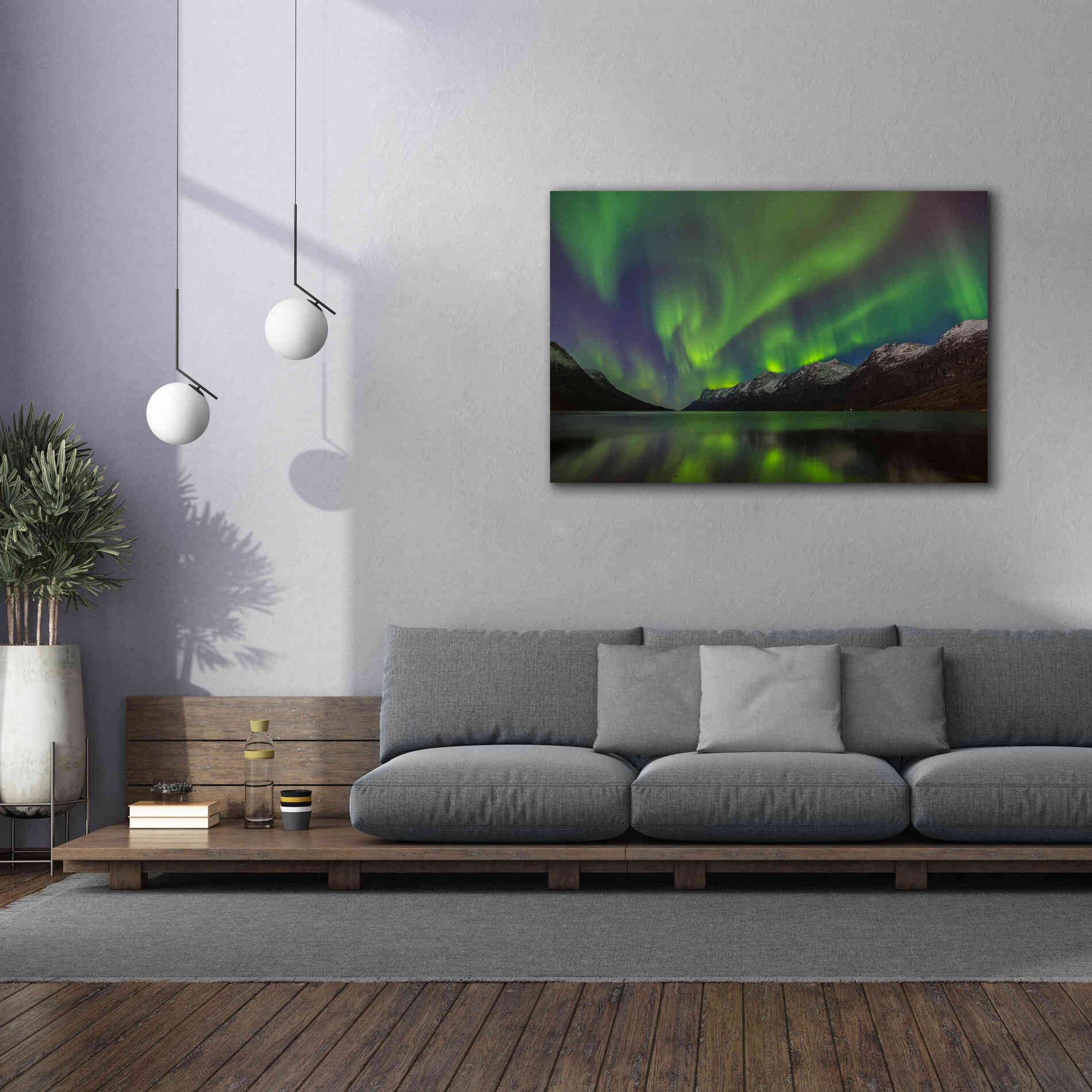 'Northern Lights In Ersfjorden' by Epic Portfolio, Giclee Canvas Wall Art,60x40