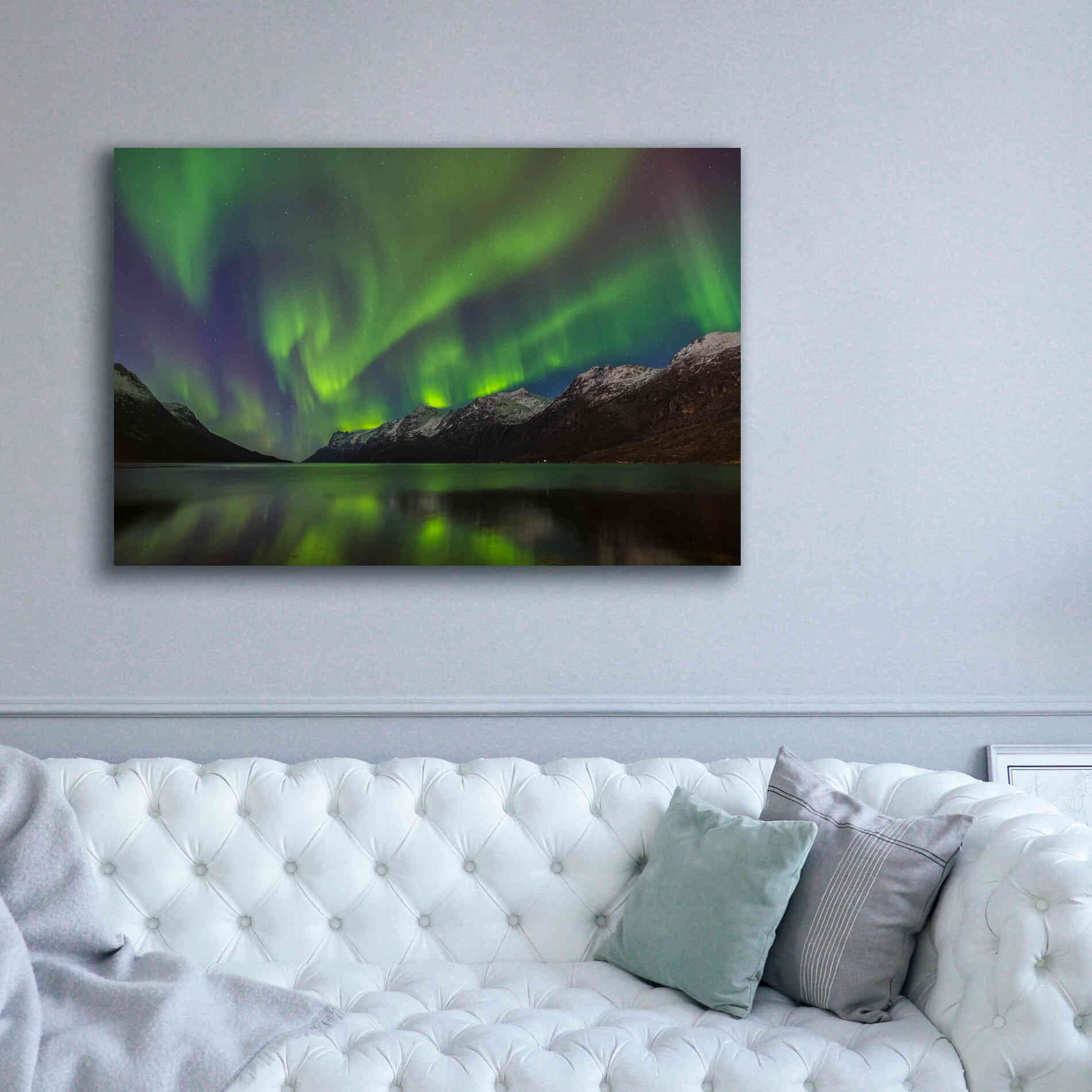'Northern Lights In Ersfjorden' by Epic Portfolio, Giclee Canvas Wall Art,60x40