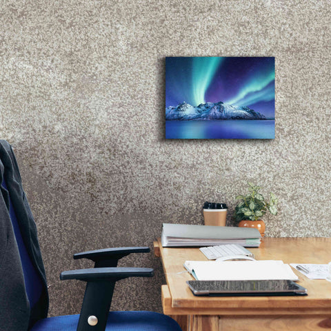 Image of 'Northern Lights In The Lofoten Islands Norway 1' by Epic Portfolio, Giclee Canvas Wall Art,16x12