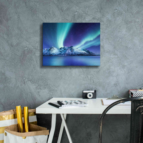 Image of 'Northern Lights In The Lofoten Islands Norway 1' by Epic Portfolio, Giclee Canvas Wall Art,16x12