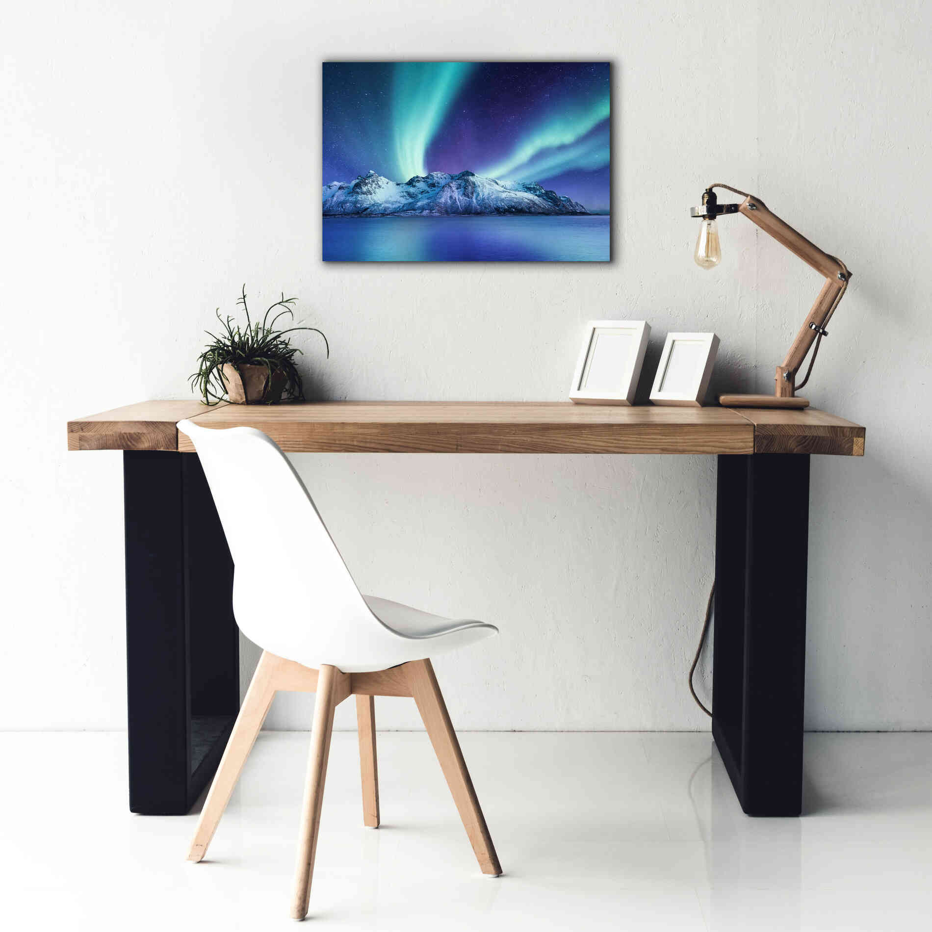 'Northern Lights In The Lofoten Islands Norway 1' by Epic Portfolio, Giclee Canvas Wall Art,26x18