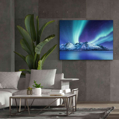 Image of 'Northern Lights In The Lofoten Islands Norway 1' by Epic Portfolio, Giclee Canvas Wall Art,54x40