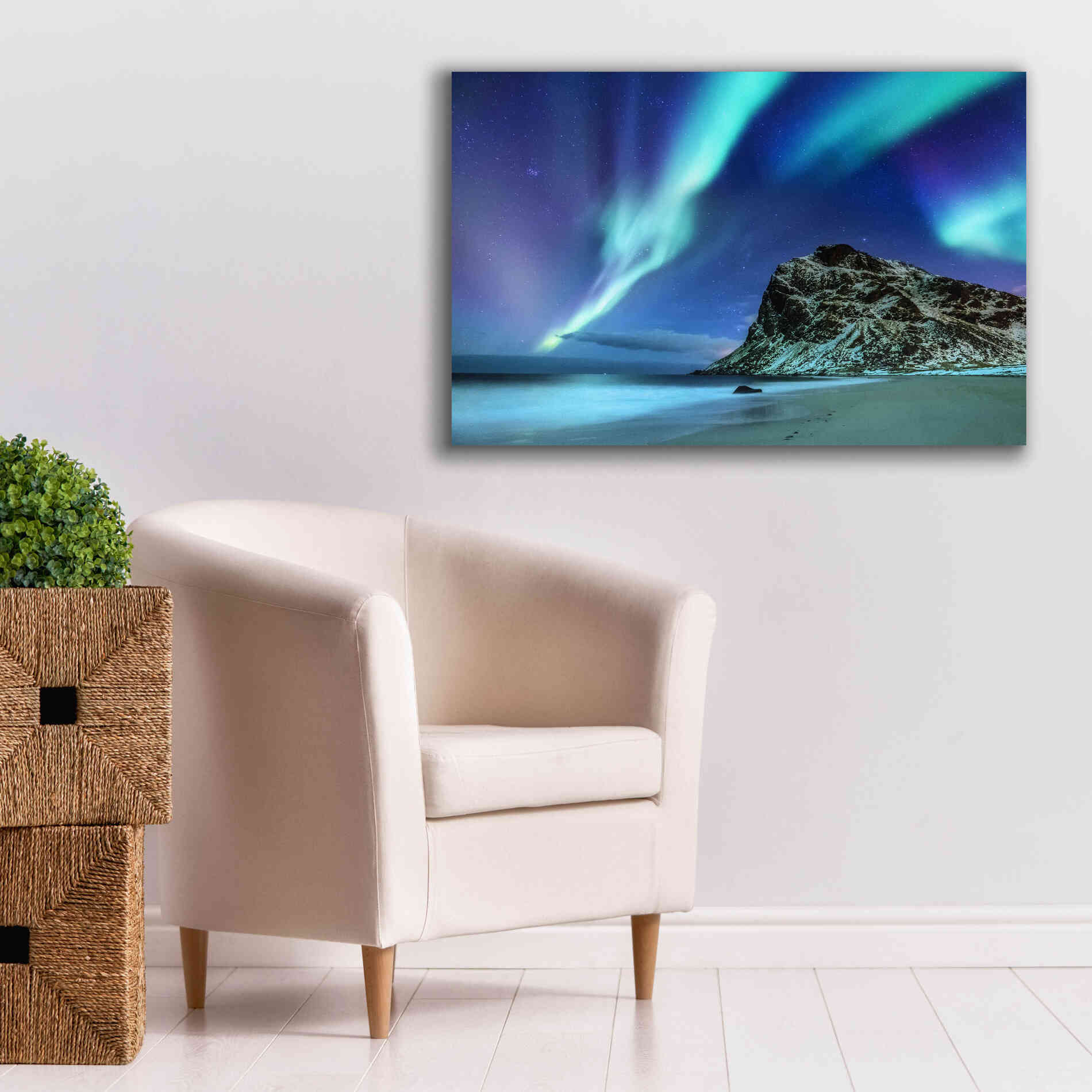 'Northern Lights In The Lofoten Islands Norway 2' by Epic Portfolio, Giclee Canvas Wall Art,40x26