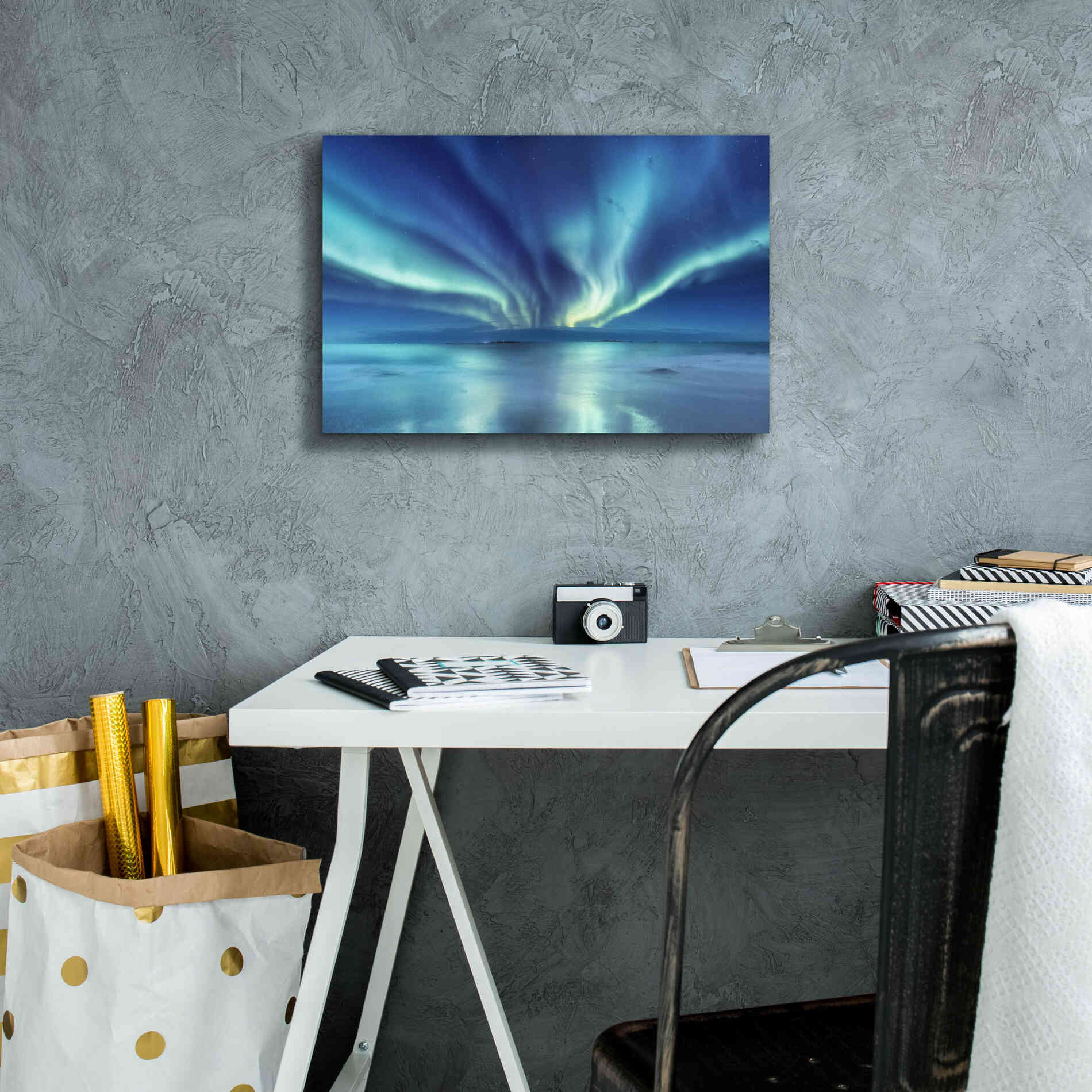 'Northern Lights In The Lofoten Islands Norway 3' by Epic Portfolio, Giclee Canvas Wall Art,18x12