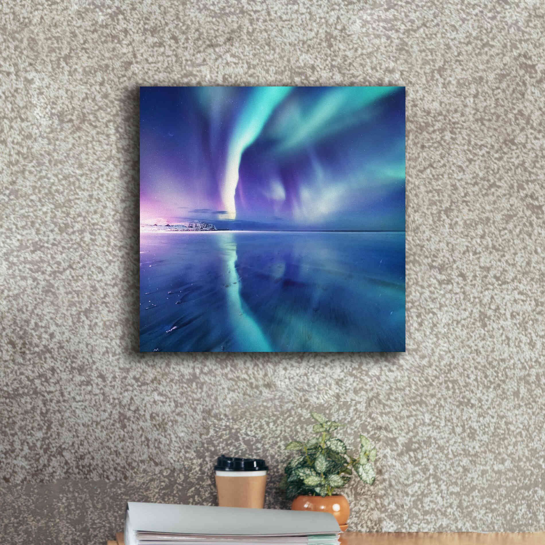 'Northern Lights In The Lofoten Islands Norway 4' by Epic Portfolio, Giclee Canvas Wall Art,18x18