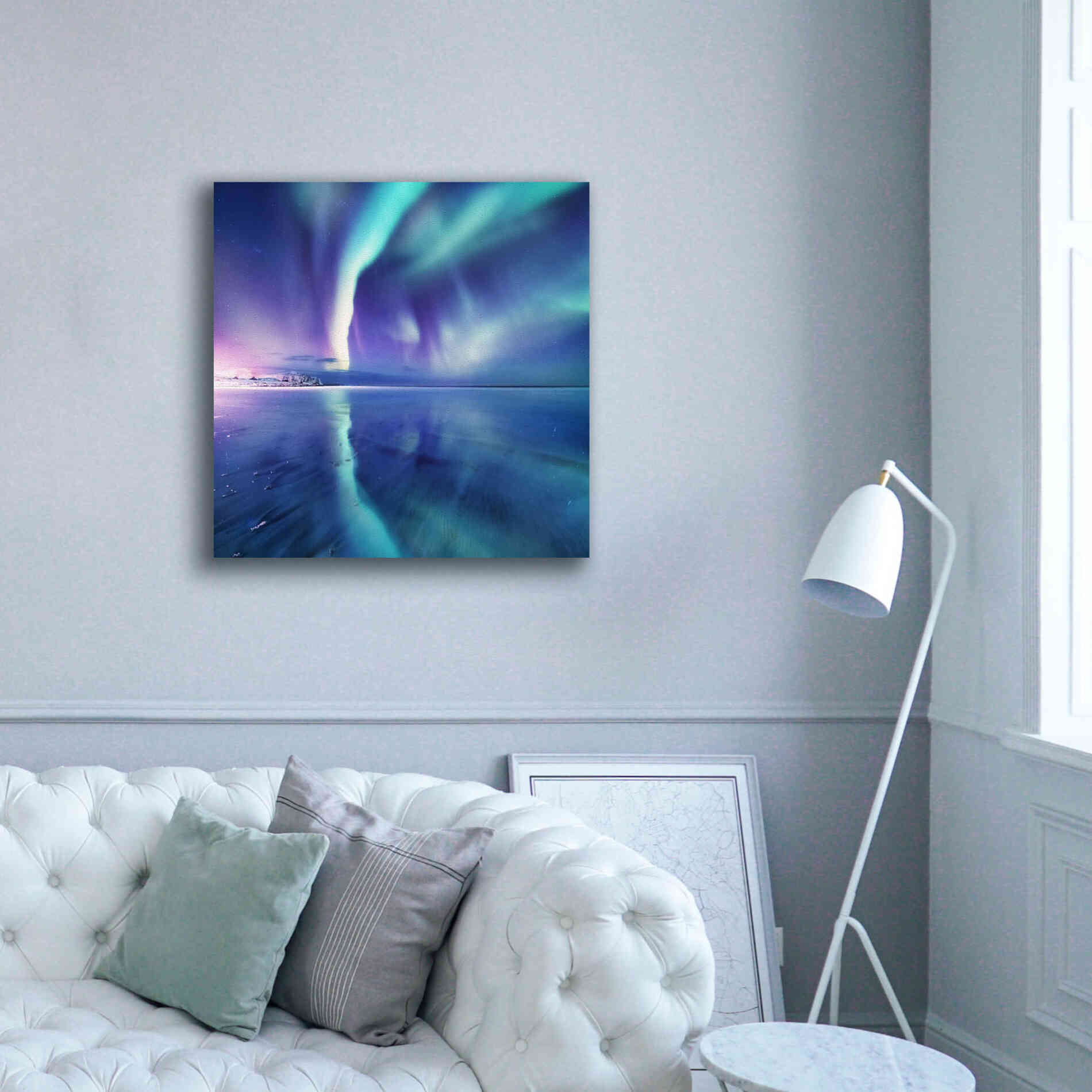 'Northern Lights In The Lofoten Islands Norway 4' by Epic Portfolio, Giclee Canvas Wall Art,37x37