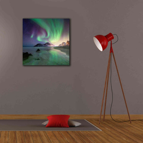 Image of 'Northern Lights In The Lofoten Islands Norway 5' by Epic Portfolio, Giclee Canvas Wall Art,26x26