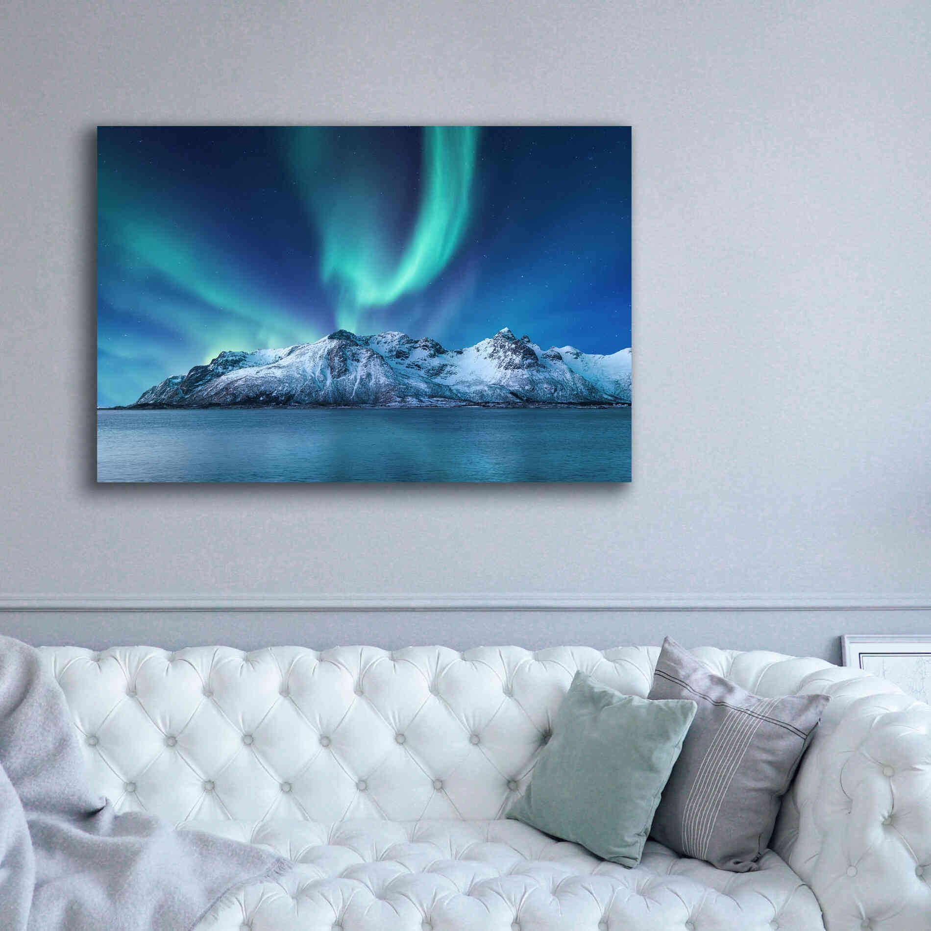 'Northern Lights In The Lofoten Islands Norway 6' by Epic Portfolio, Giclee Canvas Wall Art,60x40
