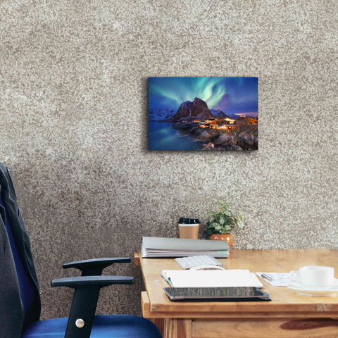 Image of 'Northern Lights In The Lofoten Islands Norway 9' by Epic Portfolio, Giclee Canvas Wall Art,18x12