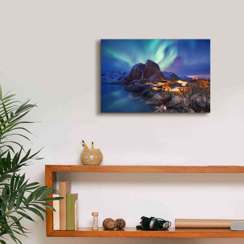 Image of 'Northern Lights In The Lofoten Islands Norway 9' by Epic Portfolio, Giclee Canvas Wall Art,18x12
