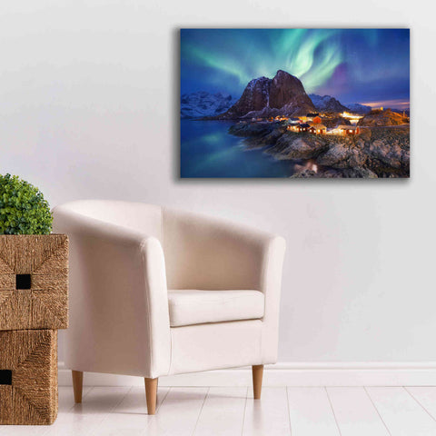 Image of 'Northern Lights In The Lofoten Islands Norway 9' by Epic Portfolio, Giclee Canvas Wall Art,40x26