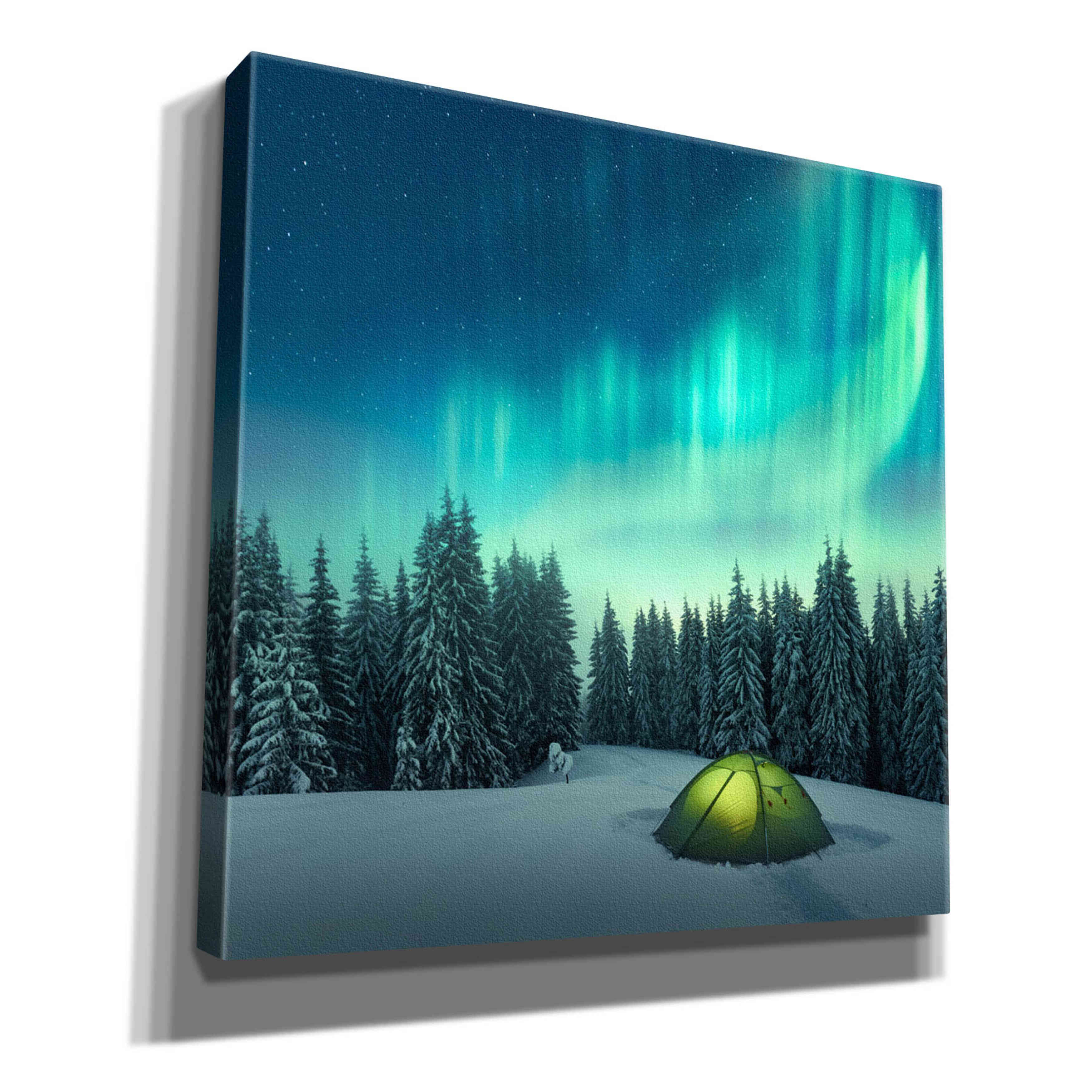 'Northern Lights In Winter Forest 1' by Epic Portfolio, Giclee Canvas Wall Art