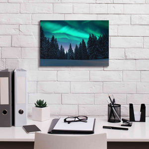 'Northern Lights In Winter Forest 3' by Epic Portfolio, Giclee Canvas Wall Art,18x12