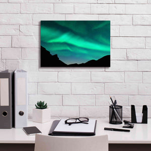 'Northern Lights In Winter Mountains' by Epic Portfolio, Giclee Canvas Wall Art,18x12