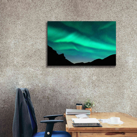 Image of 'Northern Lights In Winter Mountains' by Epic Portfolio, Giclee Canvas Wall Art,40x26
