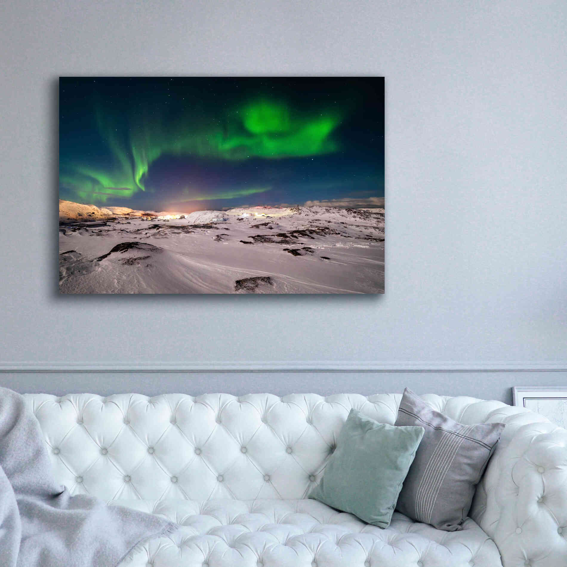 'Northern Lights On The Arctic Ocean Shore 2' by Epic Portfolio, Giclee Canvas Wall Art,60x40