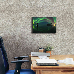 'Person On Ice During Northern Lights' by Epic Portfolio, Giclee Canvas Wall Art,18x12