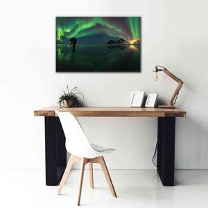 'Person On Ice During Northern Lights' by Epic Portfolio, Giclee Canvas Wall Art,40x26
