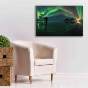 'Person On Ice During Northern Lights' by Epic Portfolio, Giclee Canvas Wall Art,40x26