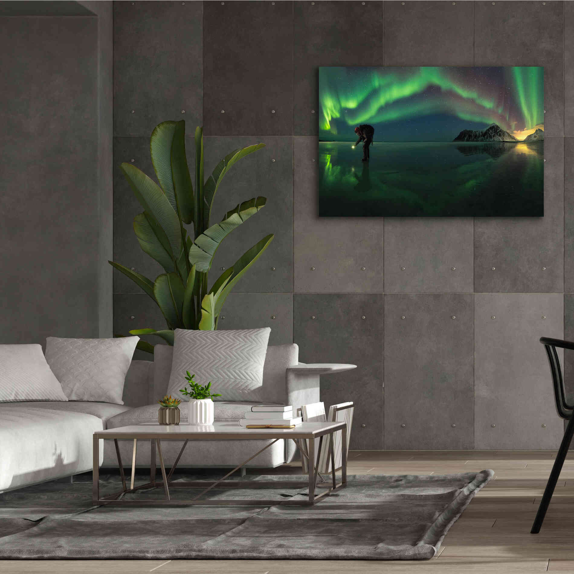 'Person On Ice During Northern Lights' by Epic Portfolio, Giclee Canvas Wall Art,60x40