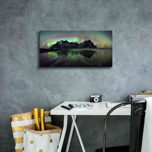 'Water And Mountain During Northern Lights' by Epic Portfolio, Giclee Canvas Wall Art,24x12