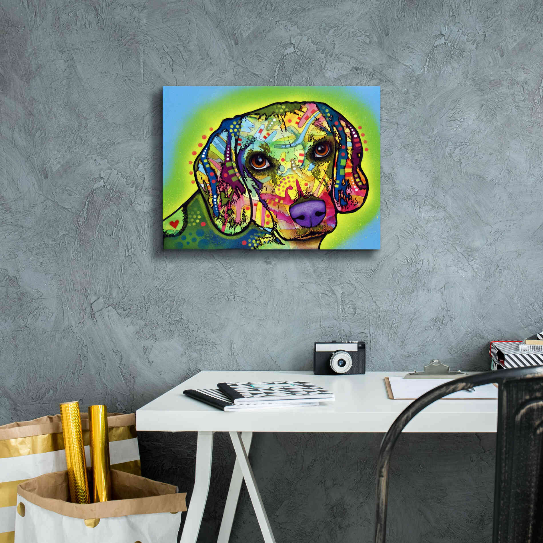 'Beagle' by Dean Russo, Giclee Canvas Wall Art,16x12