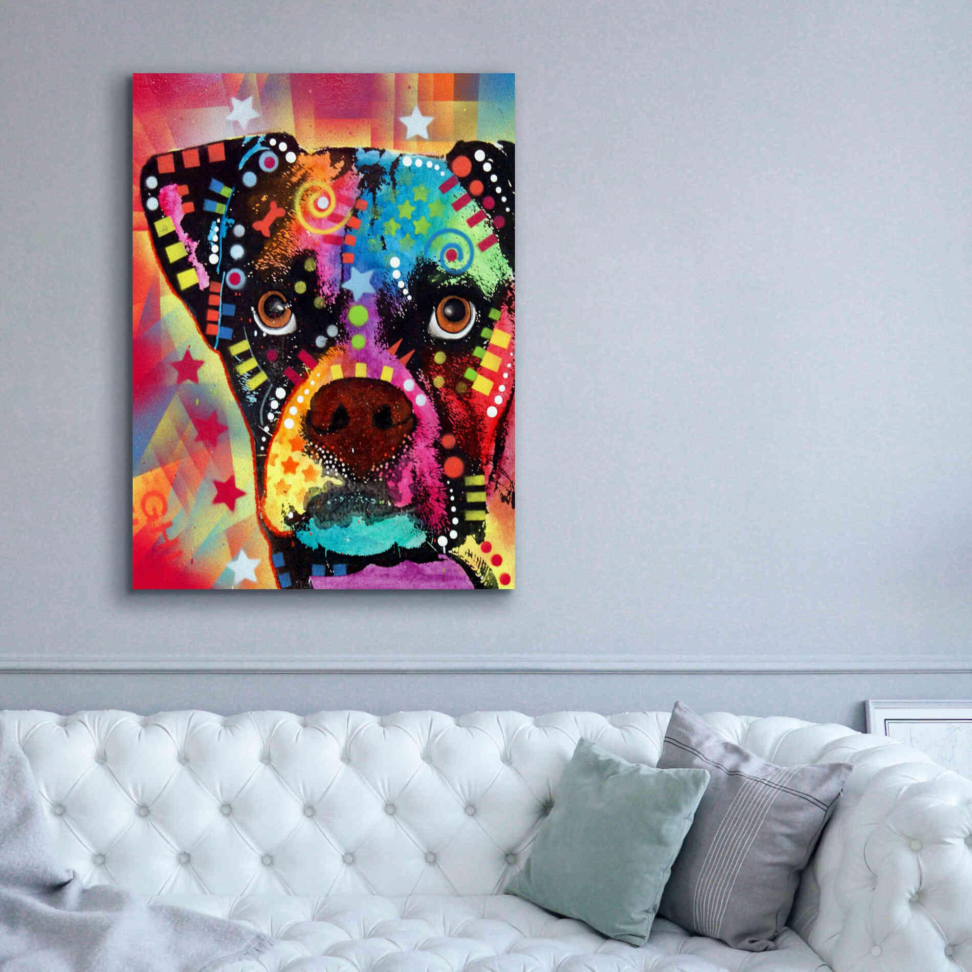 'Boxer Cubism' by Dean Russo, Giclee Canvas Wall Art,40x54