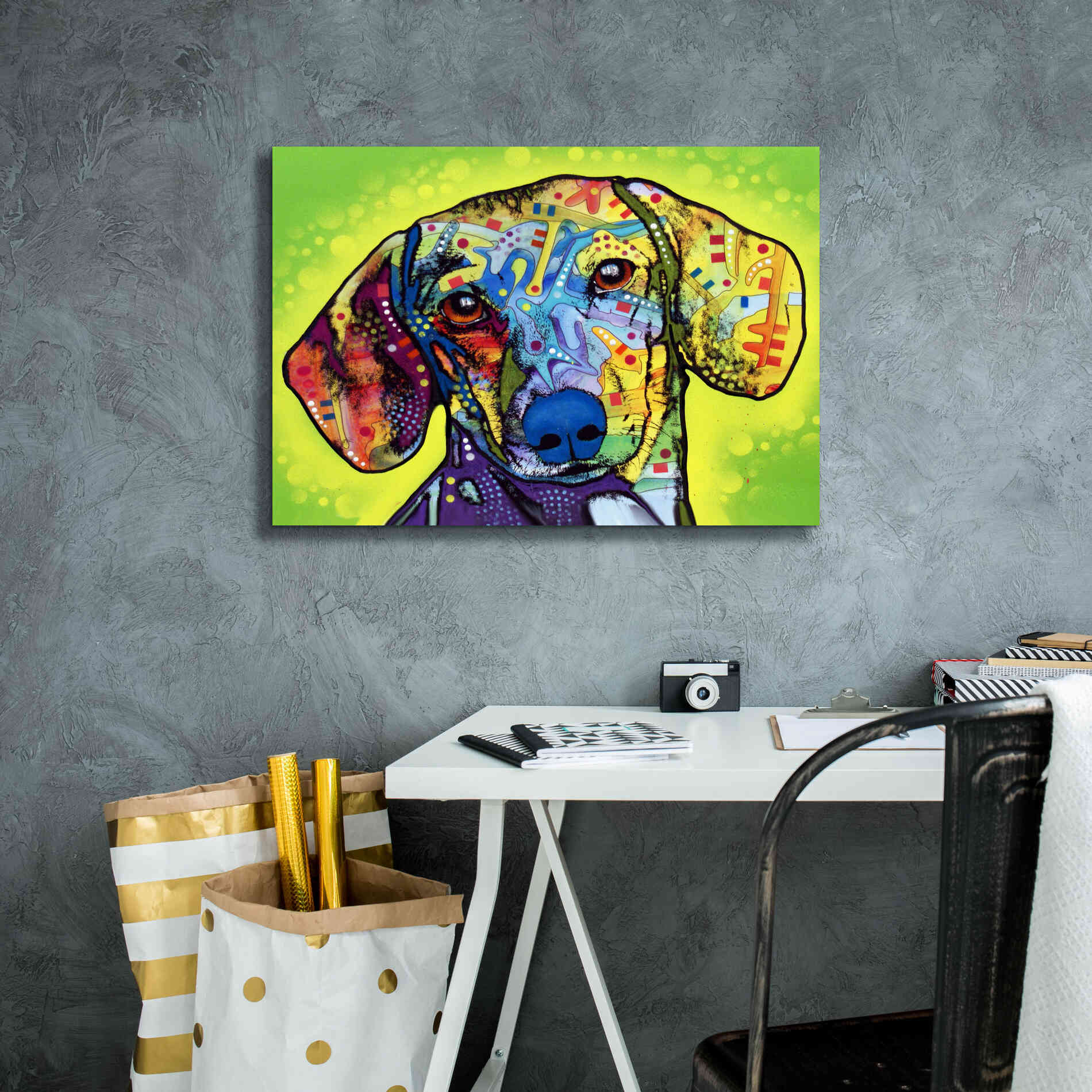 'Dachshund' by Dean Russo, Giclee Canvas Wall Art,26x18