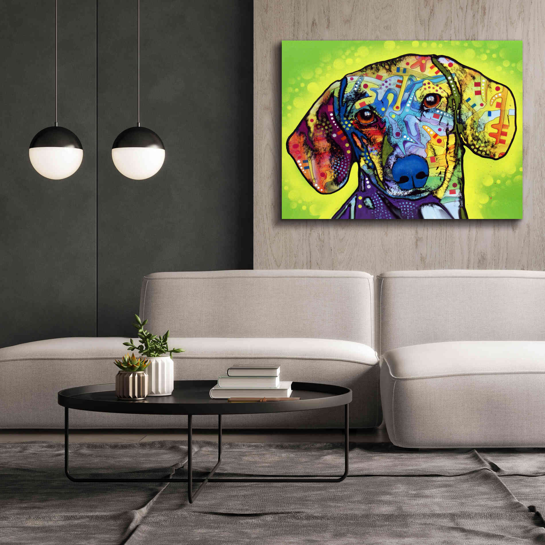 'Dachshund' by Dean Russo, Giclee Canvas Wall Art,54x40