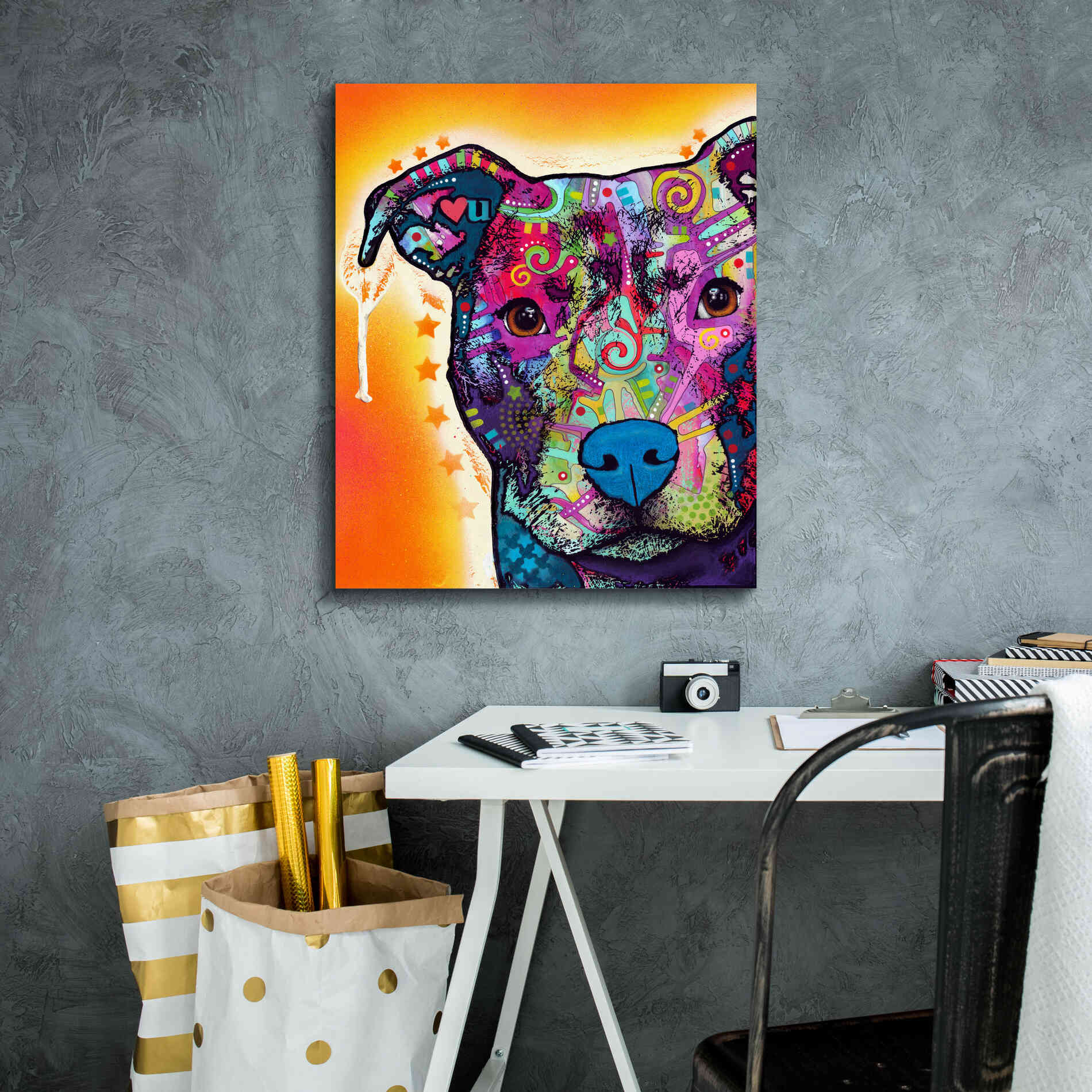 'Heart U Pit Bull' by Dean Russo, Giclee Canvas Wall Art,20x24