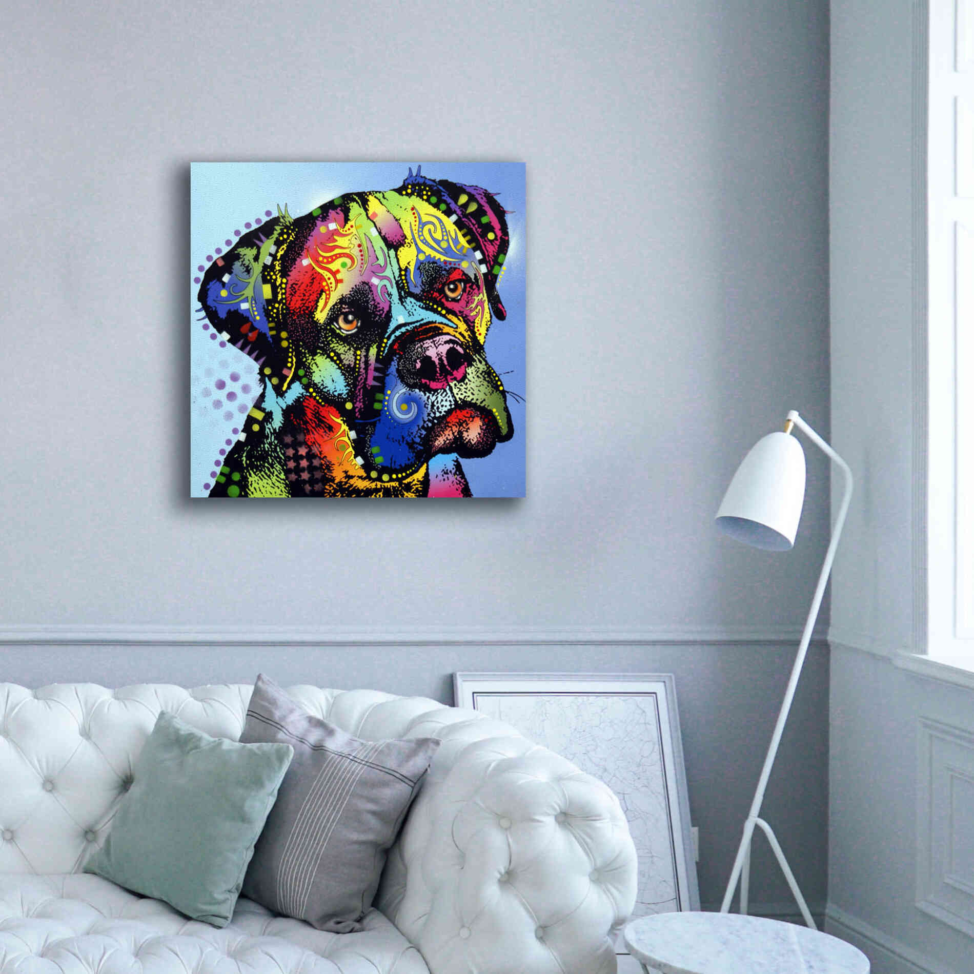 'Mastiff Warrior' by Dean Russo, Giclee Canvas Wall Art,37x37