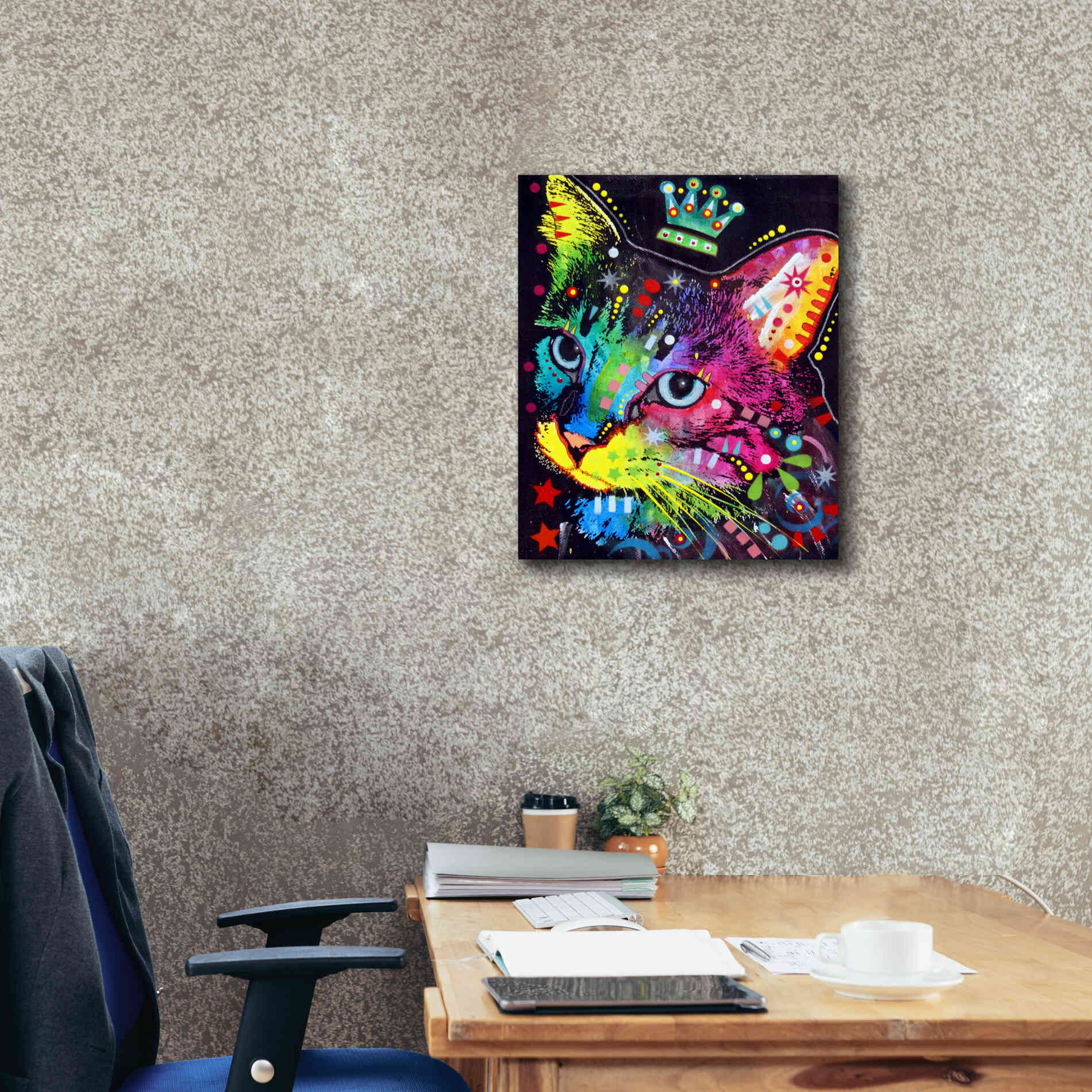 'Thinking Cat Crowned' by Dean Russo, Giclee Canvas Wall Art,20x24