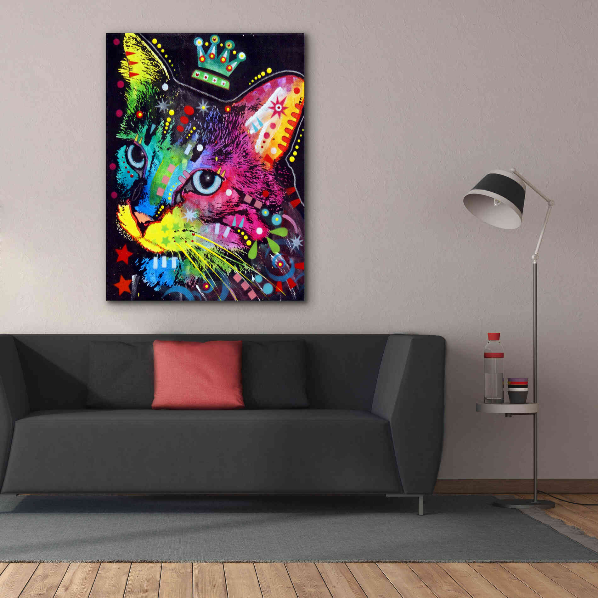 'Thinking Cat Crowned' by Dean Russo, Giclee Canvas Wall Art,40x54