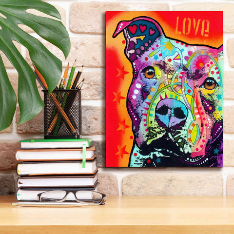 Image of 'Thoughtful Pitbull' by Dean Russo, Giclee Canvas Wall Art,12x16