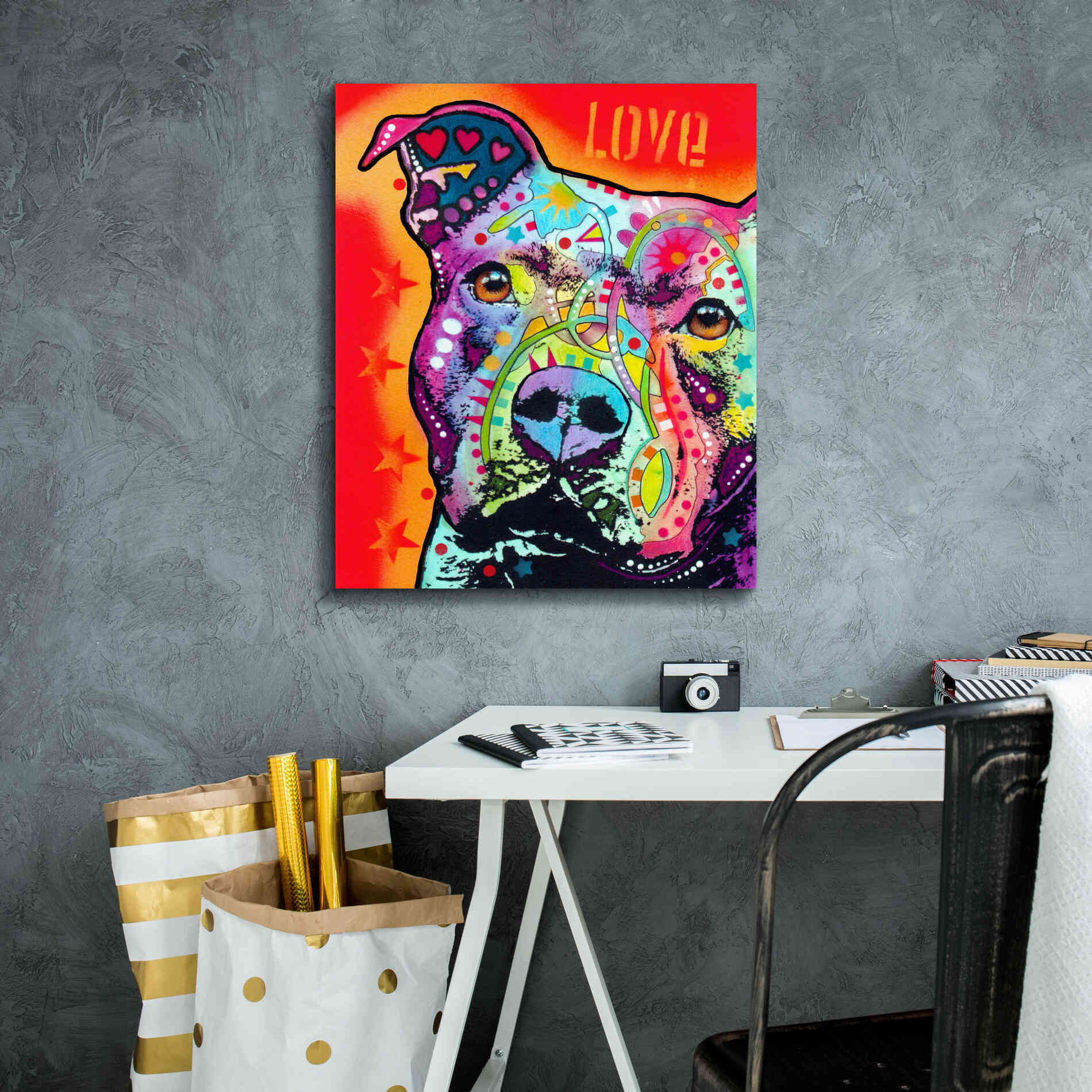 'Thoughtful Pitbull' by Dean Russo, Giclee Canvas Wall Art,20x24