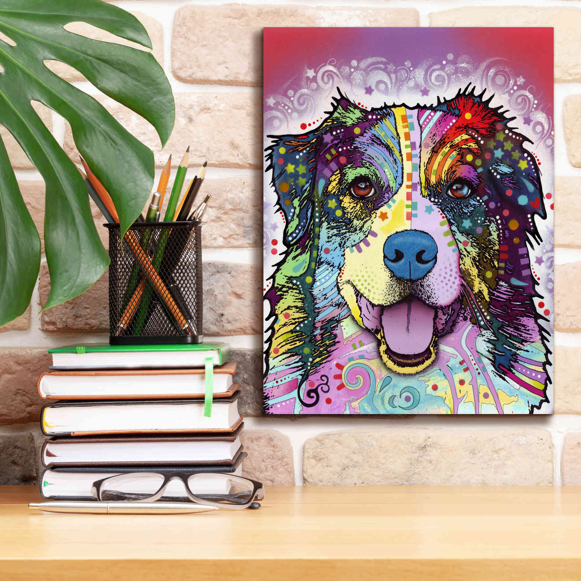 'Australian Shepherd' by Dean Russo, Giclee Canvas Wall Art,12x16