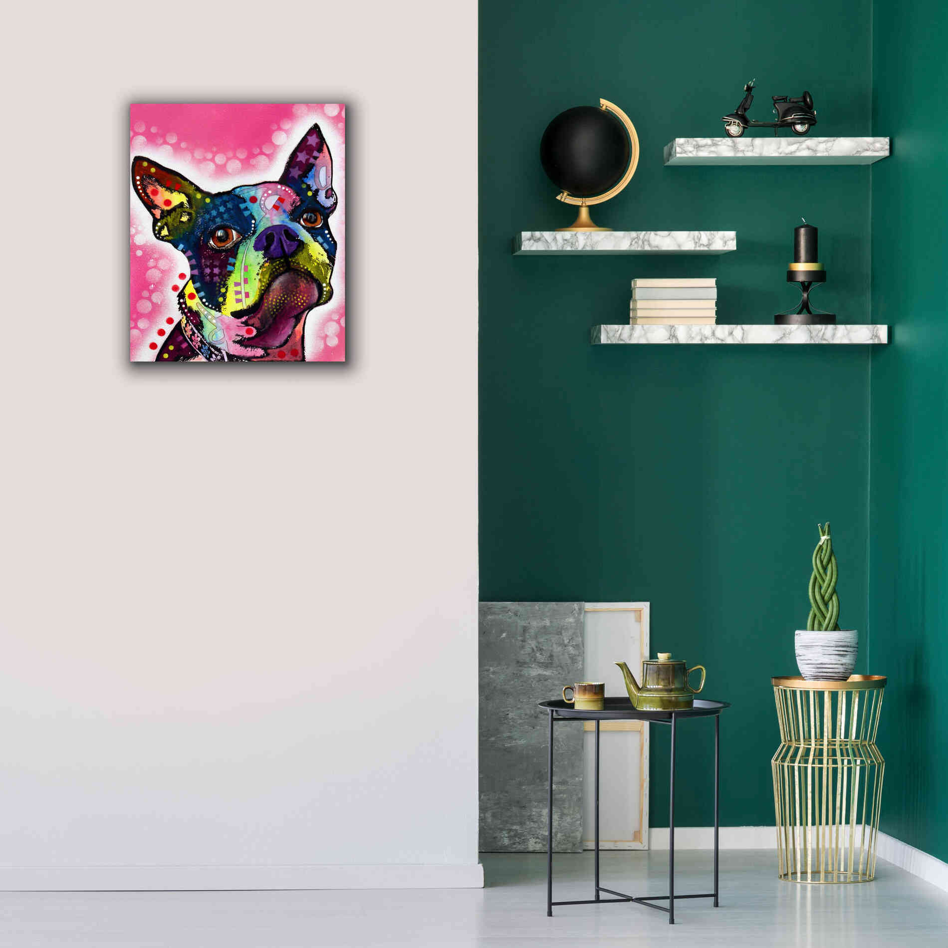 'Boston Terrier' by Dean Russo, Giclee Canvas Wall Art,20x24