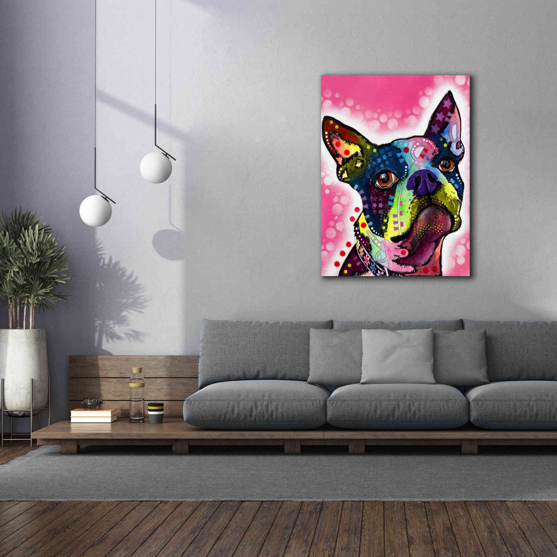 'Boston Terrier' by Dean Russo, Giclee Canvas Wall Art,40x54