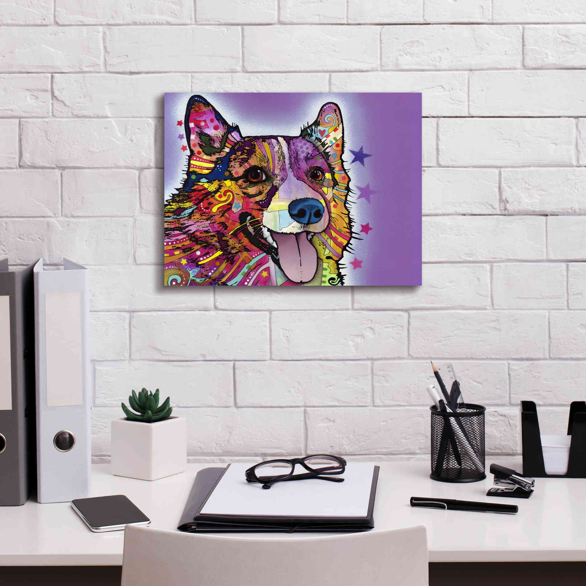 'Corgi' by Dean Russo, Giclee Canvas Wall Art,16x12