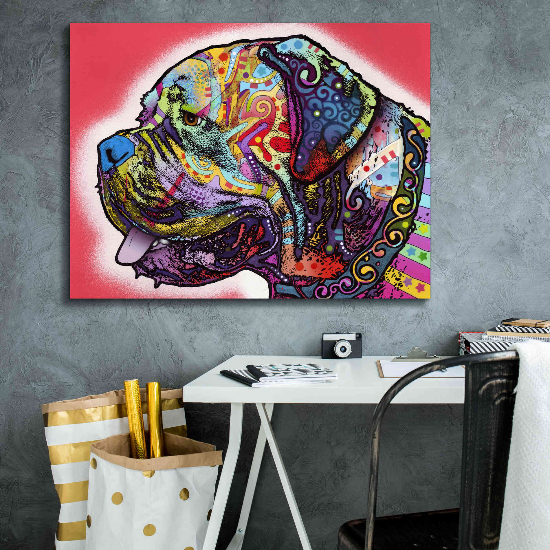 'Profile Mastiff' by Dean Russo, Giclee Canvas Wall Art,34x26