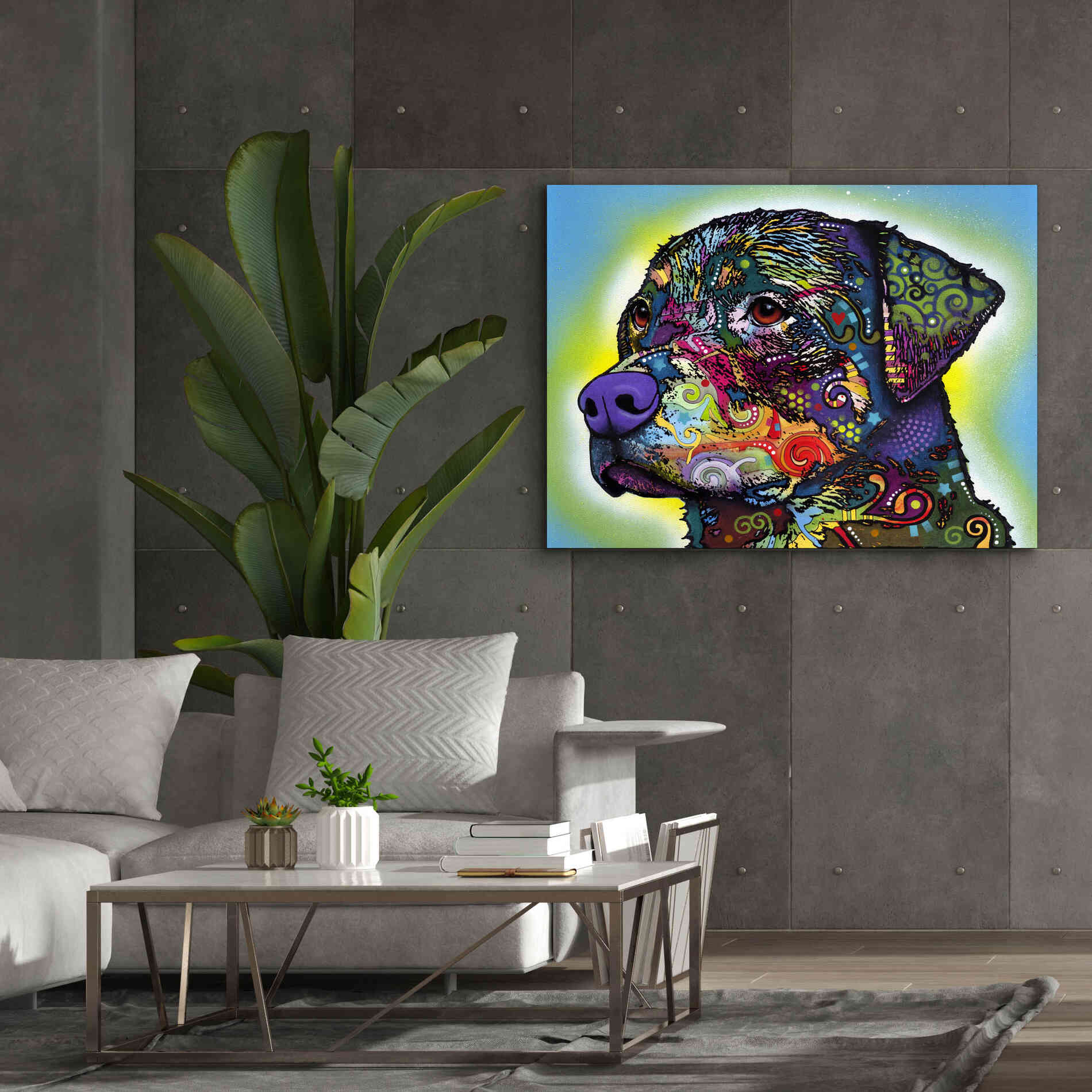 'The Rottweiler' by Dean Russo, Giclee Canvas Wall Art,54x40